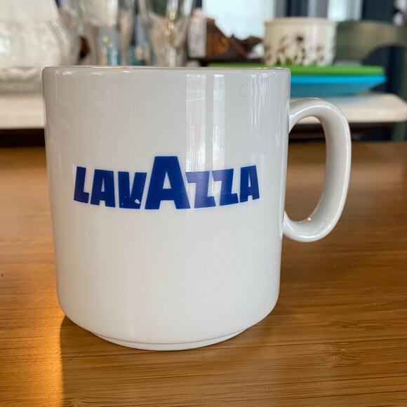 Lavazza White China Stackable Coffee Cup with Dark Blue Logo - Picture 1 of 6